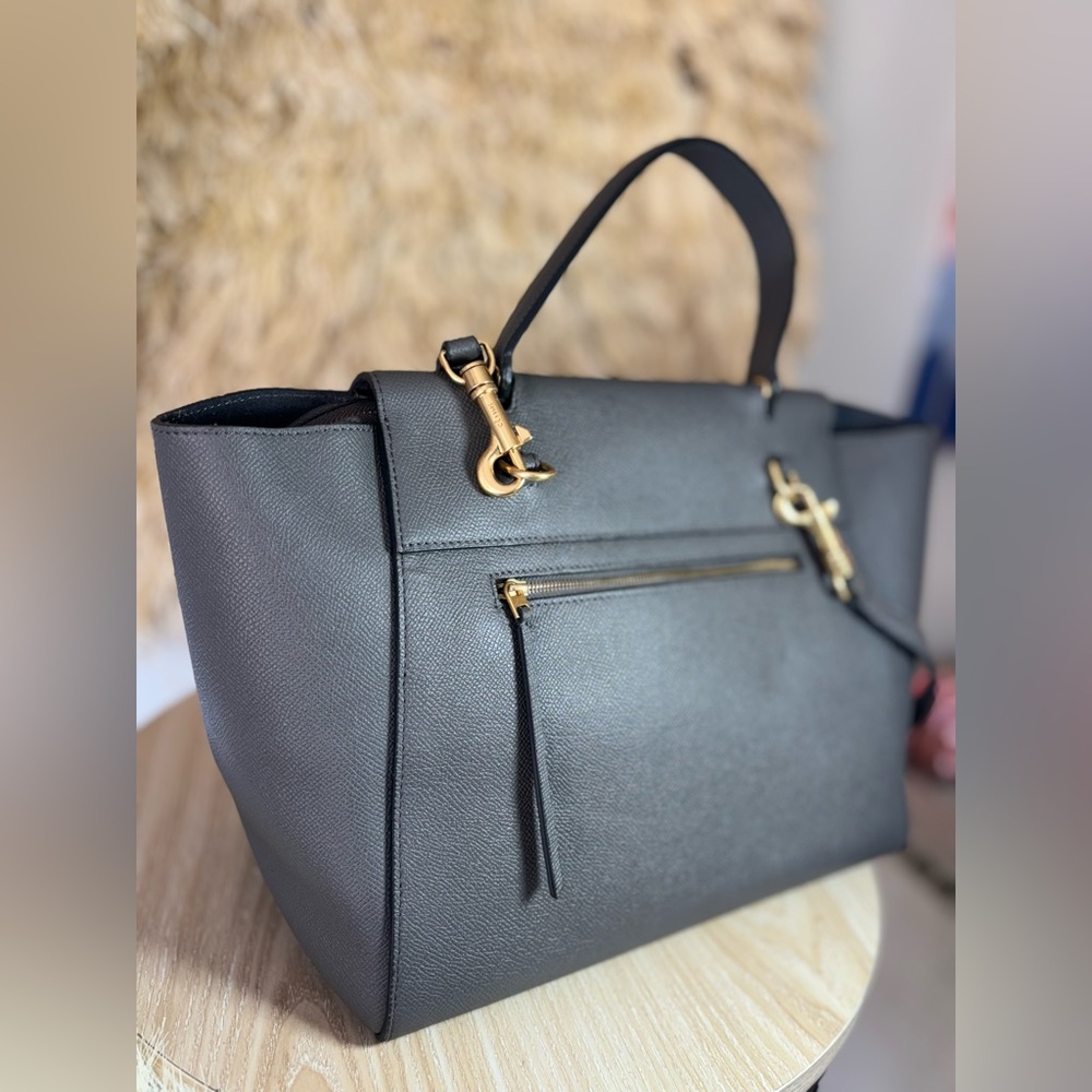 CELINE💎Grained Calfskin Mini Belt Bag LARGE💎Grey Saffiano Gold💎LIKE NEW - Picture 6 of 17